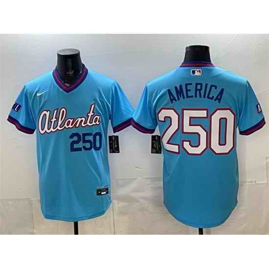 Men Atlanta Braves  250 America Powder Blue 2026 City Connect Stadium Stitched Baseball Jersey