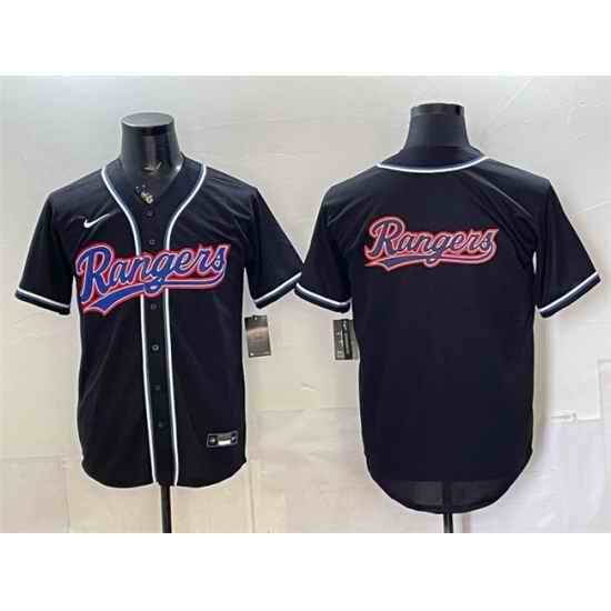 Men Texas Rangers Team Big Logo 2026 Fashion Replica Black Out Stitched Baseball Jerseys