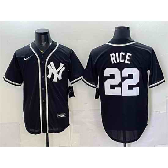 Men New York Yankees  22 Ben Rice 2026 Fashion Replica Black Out Stitched Baseball Jersey