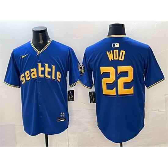Men Seattle Mariners 22 Bryan Woo Royal 2025 Limited Stitched jersey