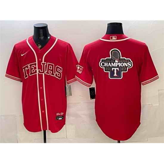Men Texas Rangers Team Big Logo Red 2026 City Connect Stadium Stitched Baseball Jerseys 1