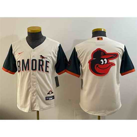 Youth Baltimore Orioles Team Big Logo Natural 2026 City Connect Stadium Stitched Baseball Jerseys