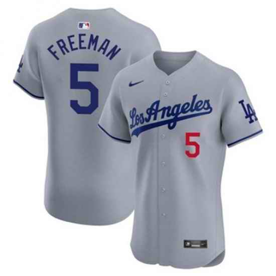 Men Los Angeles Dodgers Freddie Freeman #5 Gray Flex Base 2024 Home Stitched Jersey