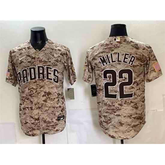 Men San Diego Padres  22 Mason Miller Tan Camo Cool Base Stitched Baseball Jersey