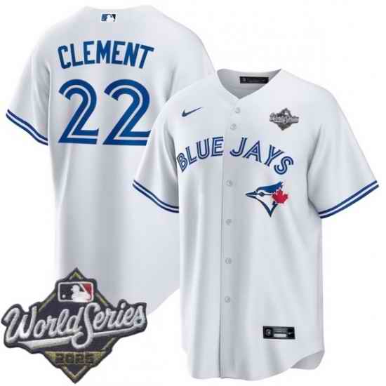 Men Toronto Blue Jays 22 Ernie Clement White Home Cool Base Stitched Baseball Jersey