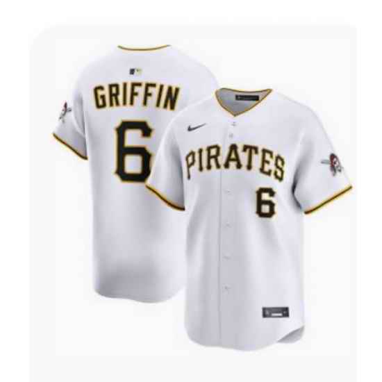 Nike Men's Pittsburgh Pirates White Konnor Griffin #6 Stitched Cool Base Stitched Jersey