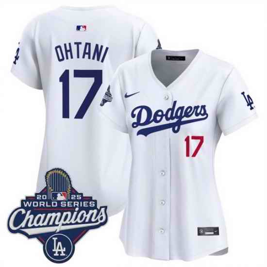 Women Los Angeles Dodgers 17 Shohei Ohtani White 2025 World Series Champions Home Cool Base Stitched Baseball Jersey