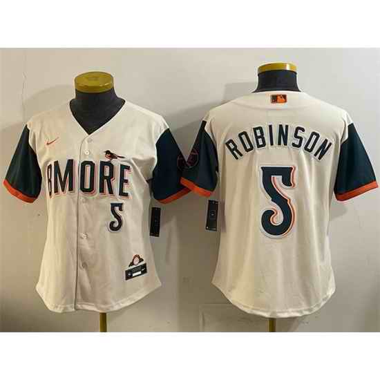 Women Baltimore Orioles 5 Brooks Robinson Natural 2026 City Connect Stadium Stitched Baseball Jersey