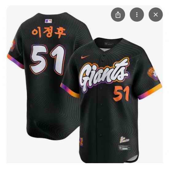 San Francisco Giants Jung Hoo Lee #51 Nike Black Korean Name MLB Stitched Jersey