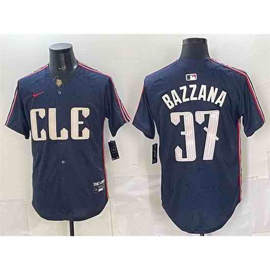 Men Cleveland Guardians  37 Travis Bazzana Navy 2024 City Connect Limited Stitched Baseball Jersey