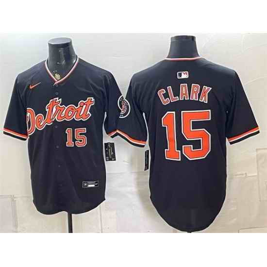 Men Detroit Tigers  15 Max Clark Black Alternate 2026 Cool Base Stitched Baseball Jersey