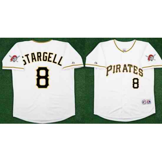 Men Pittsburgh Pirates 8 Willie Stargell White Team Patch Stitched Jersey