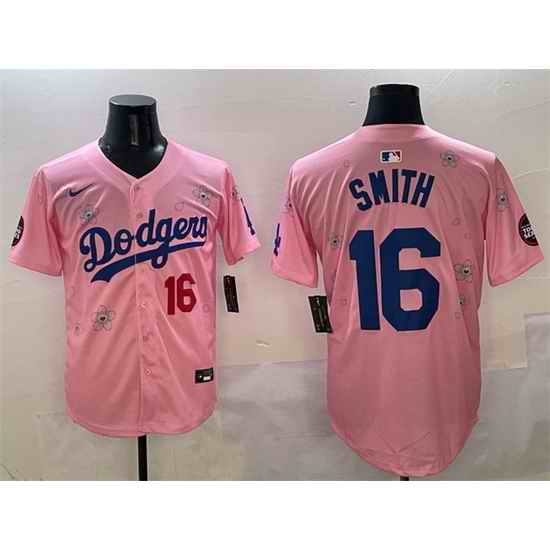Men Los Angeles Dodgers 16 Will Smith Pink 2025 Tokyo Series Limited Stitched Baseball Jersey