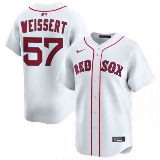 Men Boston Red Sox Nike Home Limited Jersey White Weissert Greg 57