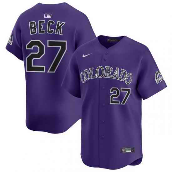 Men Colorado Rockies Nike Purple Alternate Limited Jersey Beck Jordan 27