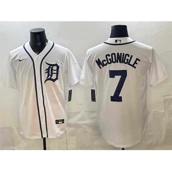 Men Detroit Tigers  7 Kevin McGonigle White Cool Base Stitched Baseball Jersey