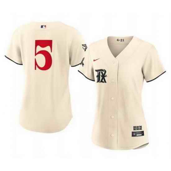 Women Texas Rangers 5 Corey Seager Cream 2023 City Connect Stitched Baseball Jersey