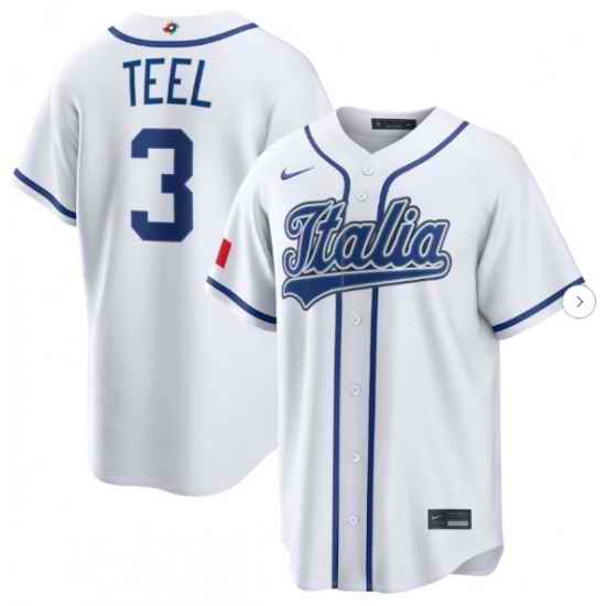 Men Italy Baseball Kyle Teel #3 2026 World Baseball Classic Home Stadium Stitched Jersey