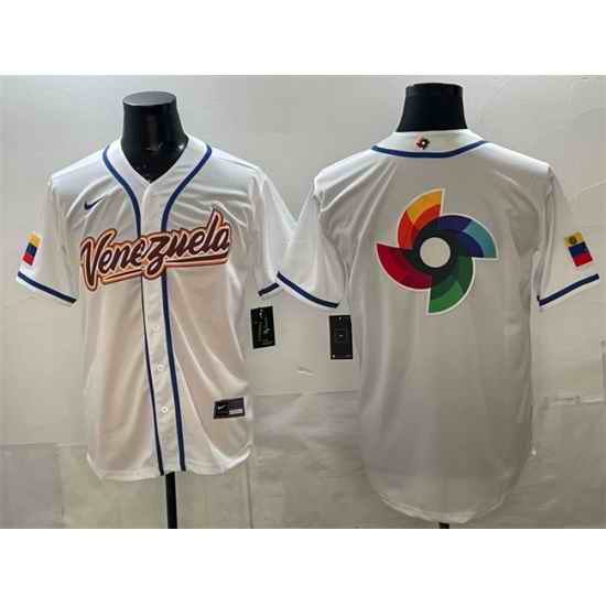 Men Venezuela Baseball White 2026 World Baseball Classic Big Logo Home Stadium Stitched Jersey
