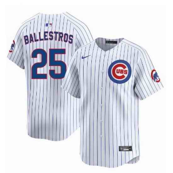 Men Chicago Cubs  25 Moises ballesteros White Cool Base Stitched Baseball Jersey