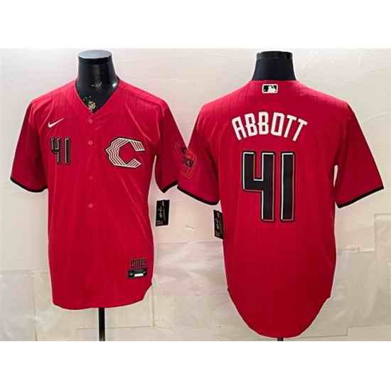 Men Cincinnati Reds  41 Andrew Abbott Red 2026 City Connect Stadium Stitched Baseball Jersey