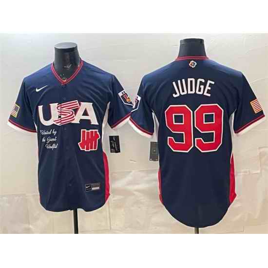 Men USA Baseball x Undefeated  99 Aaron Judge Navy 2026 World Baseball Classic Stadium Stitched Jersey