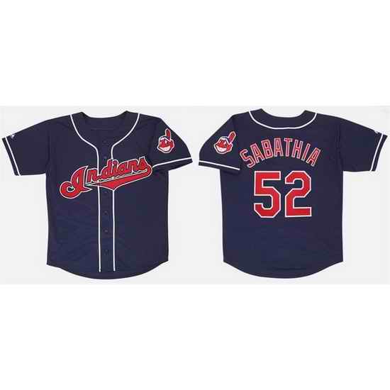 Men Cleveland Guardians  52 CC Sabathia Navy Stitched Baseball Jersey