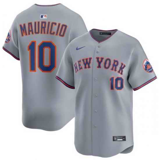 Men New York Mets Ronny Mauricio 10 Gray Stitched Flex Base Jersey