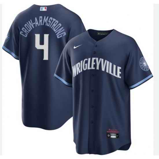 Men Chicago Cubs Pete Crow-Armstrong Navy City Connect Stitched MLB Jersey