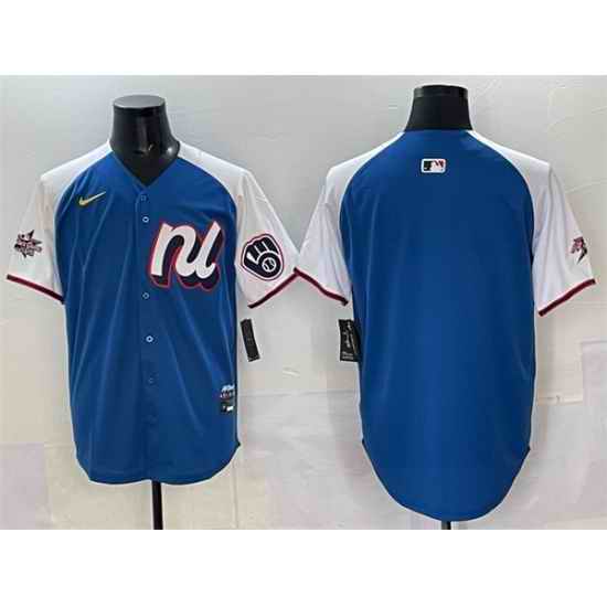 Men National League Milwaukee Brewers Blank Blue Alternate 2025 All Star Edition Limited Stitched Baseball Jersey