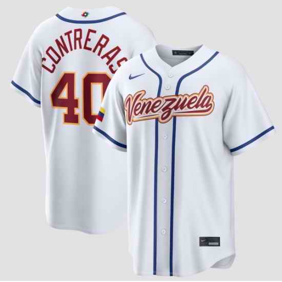 Men Venezuela Baseball  40 Willson Contreras White 2026 World Baseball Classic Home Stadium Stitched Jersey