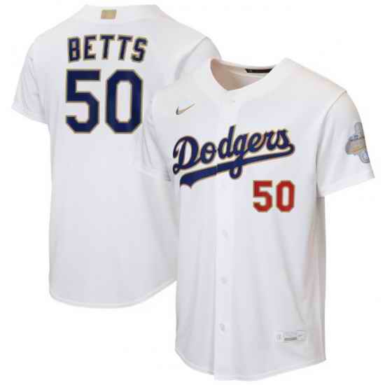 Youth Los Angeles Dodgers Mookie Betts Nike White 2026 Gold Collection Home Replica Jersey