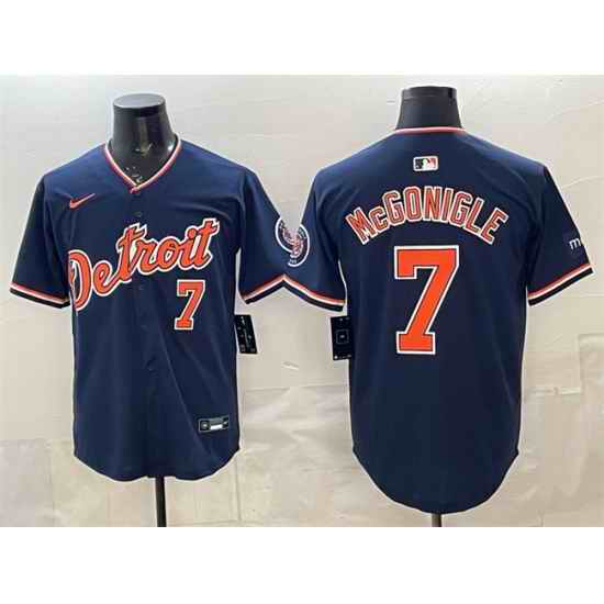Men Detroit Tigers  7 Kevin McGonigle Navy 2026 Alternate Vapor Premier Limited Stitched Baseball Jersey