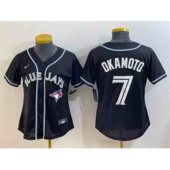 Youth Toronto Blue Jays 7 Kazuma Okamoto 2026 Fashion Replica Black Out Stitched Baseball Jersey