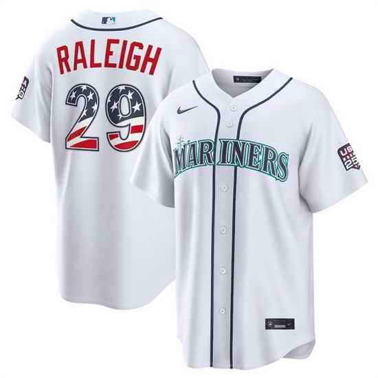 Men Seattle Mariners  29 Big Dumper White USA 250 Fourth of July Home Stitched Baseball Jersey