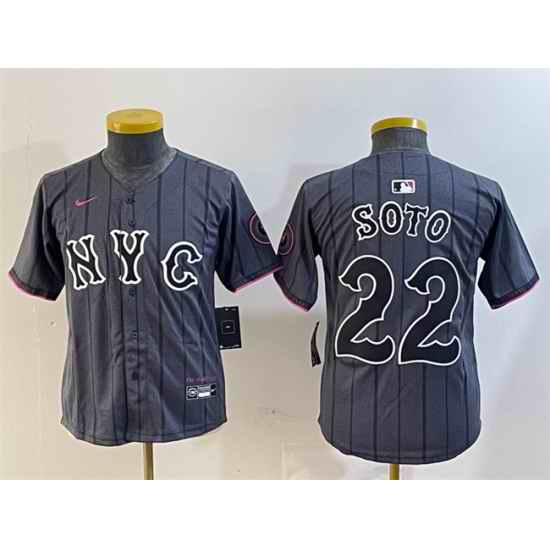 Youth New York Mets 22 Juan Soto Graphite 2024 City Connect Limited Stitched Baseball Jersey
