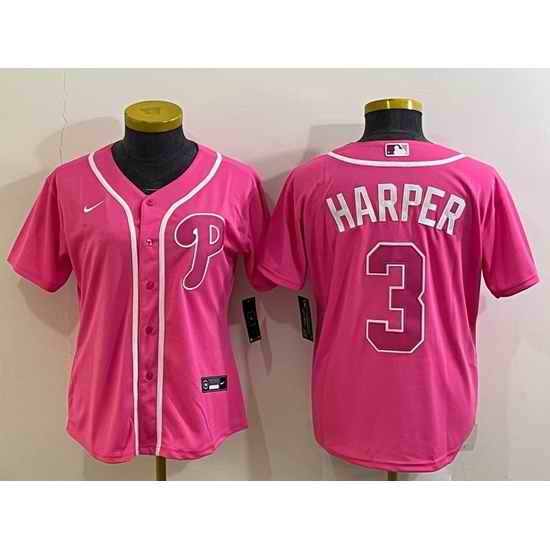 Women Philadelphia Phillies Active Player Custom Pink Stitched Baseball Jersey