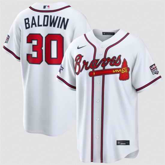 Men Atlanta Braves  30 Drake Baldwin White 2026 All Star Game   USA 250 Patch Stitched Baseball Jersey