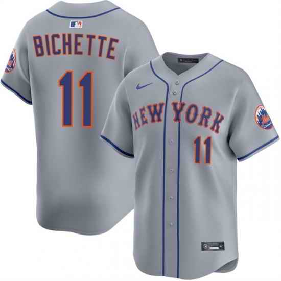 Men New York Mets 11 Bo Bichette 2026 Grey Limited Stitched Baseball Jersey
