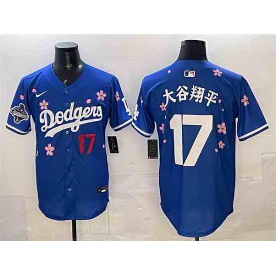 Men Los Angeles Dodgers 17  Shohei Ohtani Royal 2025 World Series Champions Patch Tokyo Series Limited Stitched Baseball Jersey