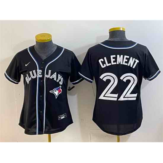 Youth Toronto Blue Jays 22 Ernie Clement 2026 Fashion Replica Black Out Stitched Baseball Jersey