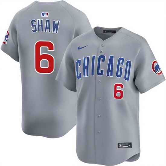 Men Chicago Cubs 6 Matt Shaw Grey Limited Stitched Baseball Jersey
