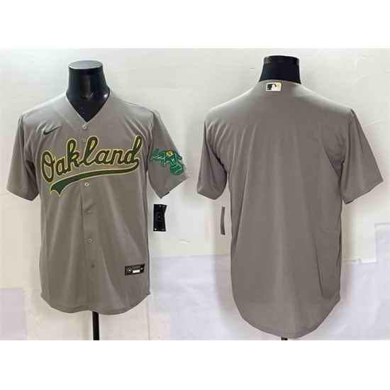 Men Oakland Athletics Blank Grey Cool Base Stitched Baseball Jersey