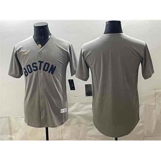 Men Boston Red Sox Blank Grey Cooperstown Collection Limited Stitched Baseball Jersey