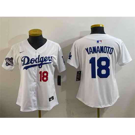 Youth Los Angeles Dodgers 18 Yoshinobu Yamamoto White 2025 World Series Champions Home Limited Stitched Baseball Jersey