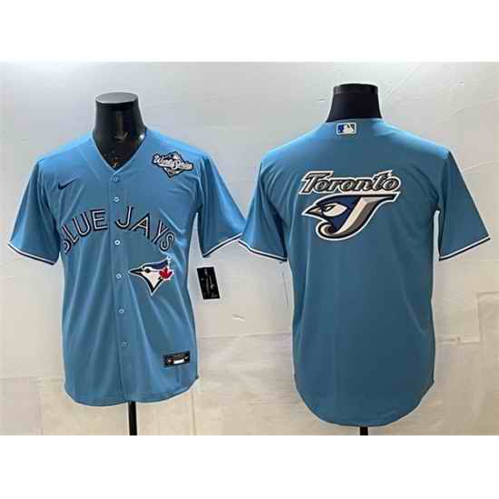 Men Toronto Blue Jays Team Big Logo Blue 2025 World Series Home Cool Base Stitched Baseball Jersey