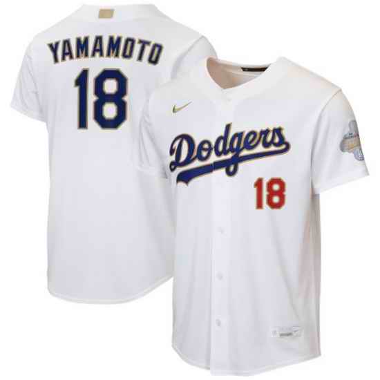 Youth Los Angeles Dodgers Yoshinobu Yamamoto Nike White 2026 Gold Collection Home Replica Jersey