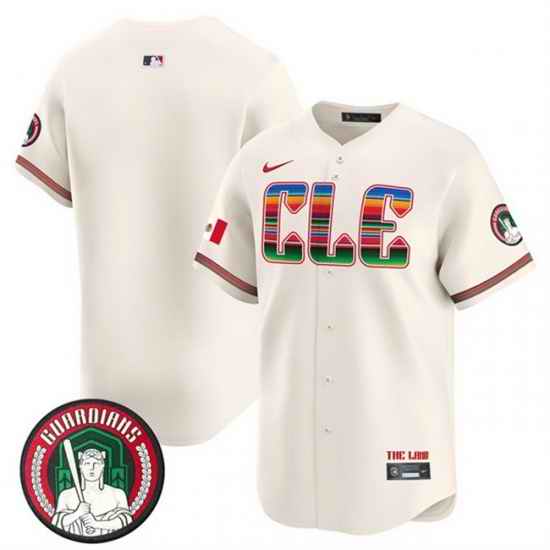 Men Cleveland Guardians Blank Cream Mexico Vapor Premier Limited Stitched Baseball Jersey