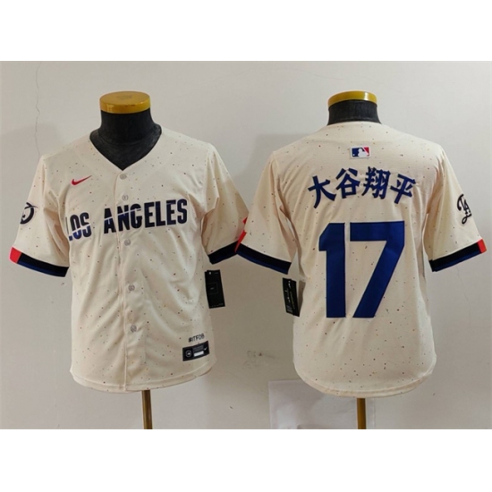 Youth Los Angeles Dodgers 17  Shohei Ohtani Cream Stitched Baseball Jersey