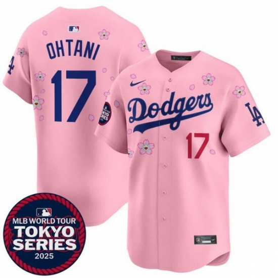 Women Los Angeles Dodgers 17 Shohei Ohtani Pink 2025 Tokyo Series Limited Stitched Baseball Jersey